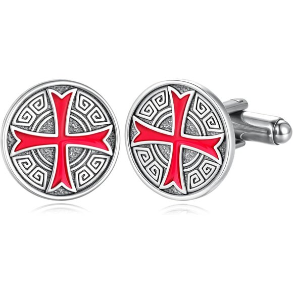 Sterling Silver Knights Templar Cufflinks for Men Men's Cuff Links with Templar